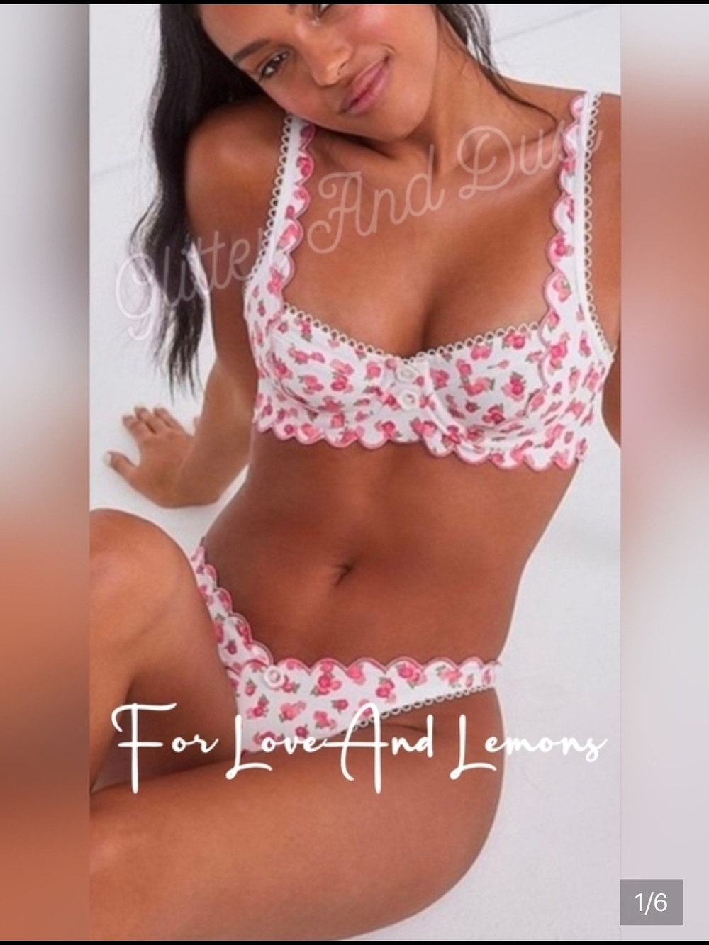 For Love And Lemons Pink & White Baby Blooms Floral Underwire Bra